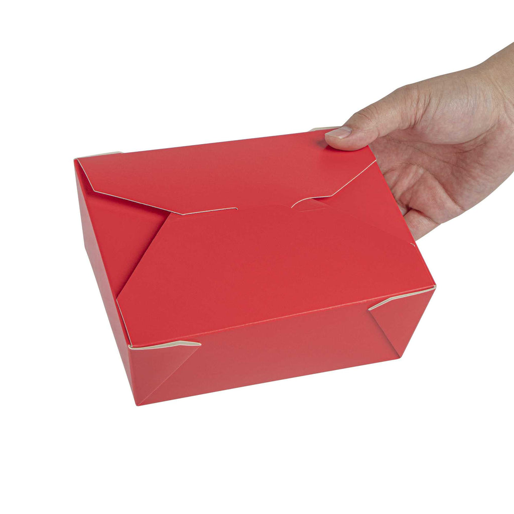 Bio Tek 45 oz Rectangle Red Paper #8 Bio Box Take Out Container - 6 3/4" x 5 1/2" x 2 1/2" - 200 count box