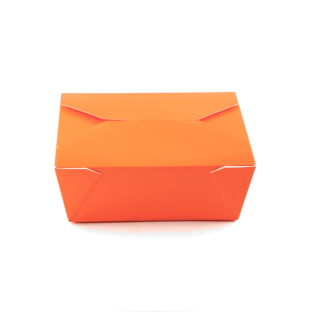 Bio Tek 45 oz Rectangle Tangerine Orange Paper #8 Bio Box Take Out Container - 6 3/4" x 5 1/2" x 2 1/2" - 50 count box