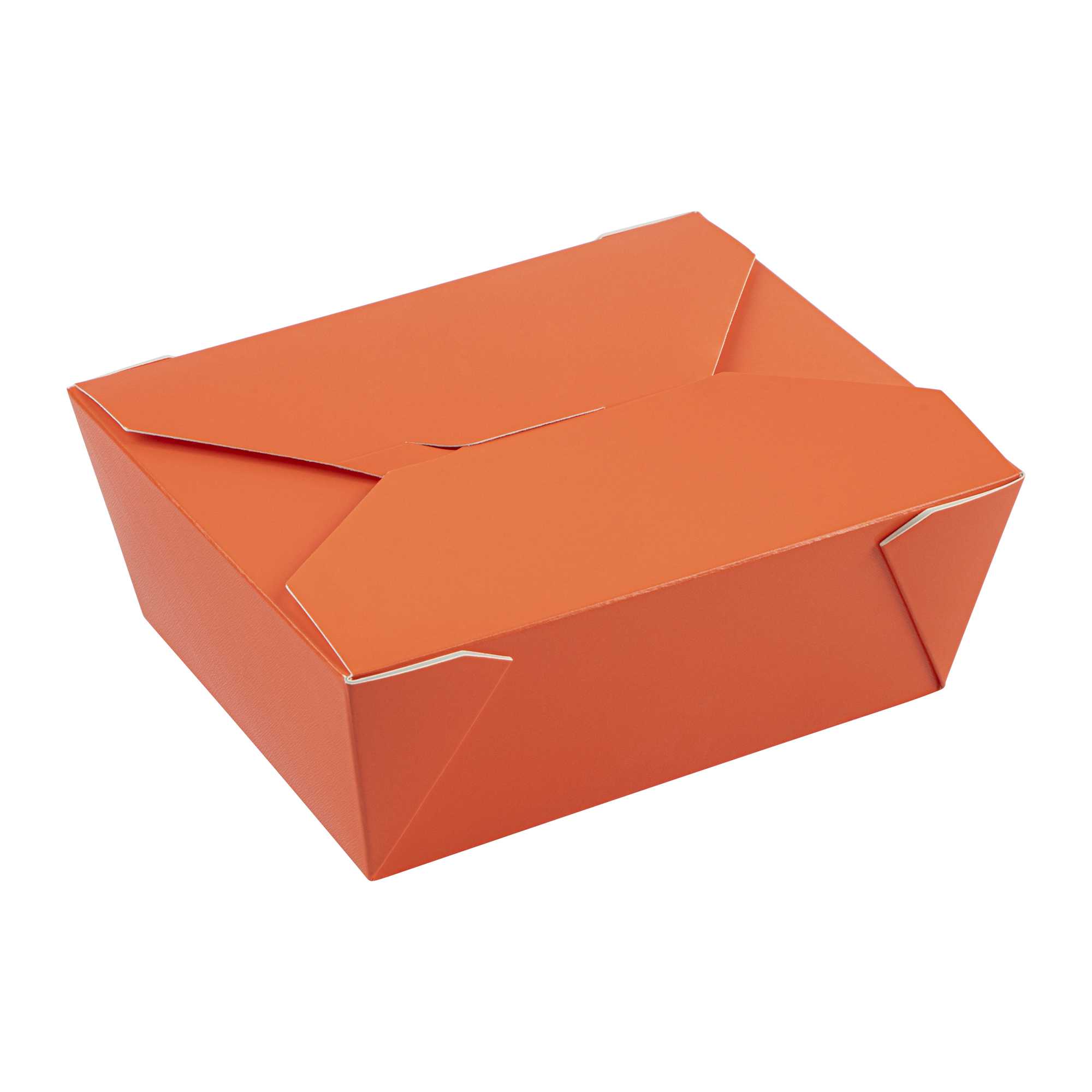 Bio Tek 45 oz Rectangle Tangerine Orange Paper #8 Bio Box Take Out Container - 6 3/4" x 5 1/2" x 2 1/2" - 50 count box