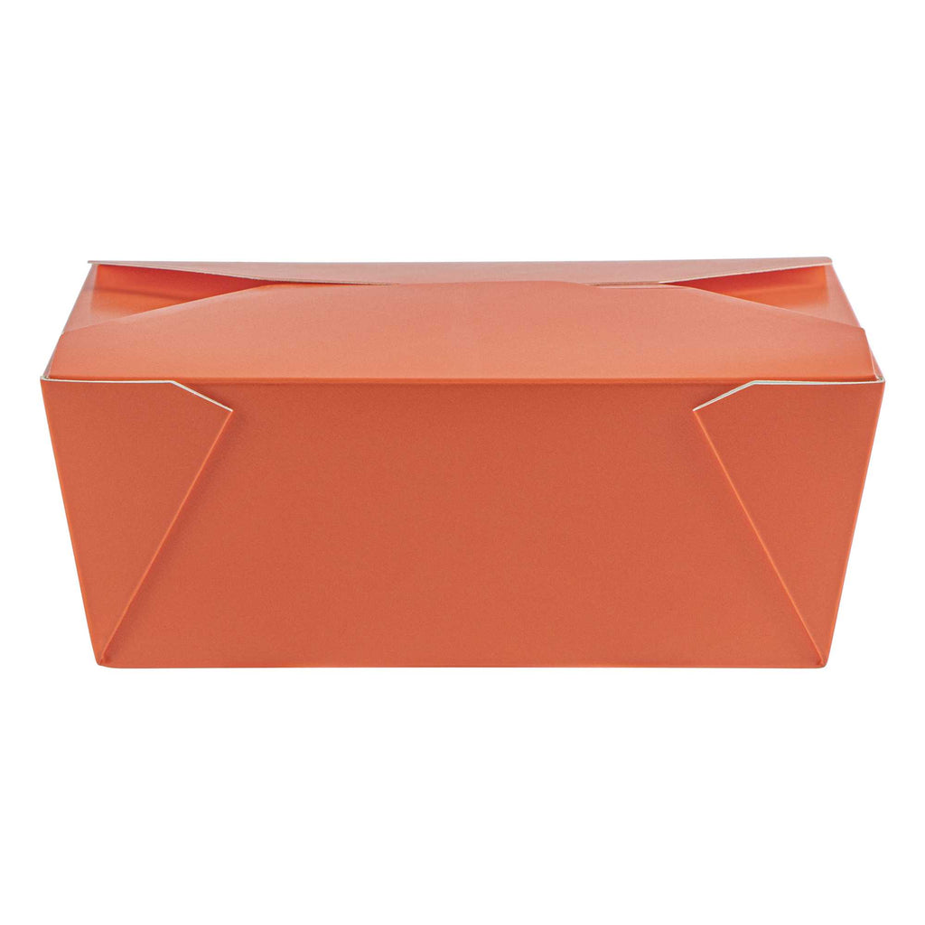 Bio Tek 45 oz Rectangle Tangerine Orange Paper #8 Bio Box Take Out Container - 6 3/4" x 5 1/2" x 2 1/2" - 50 count box