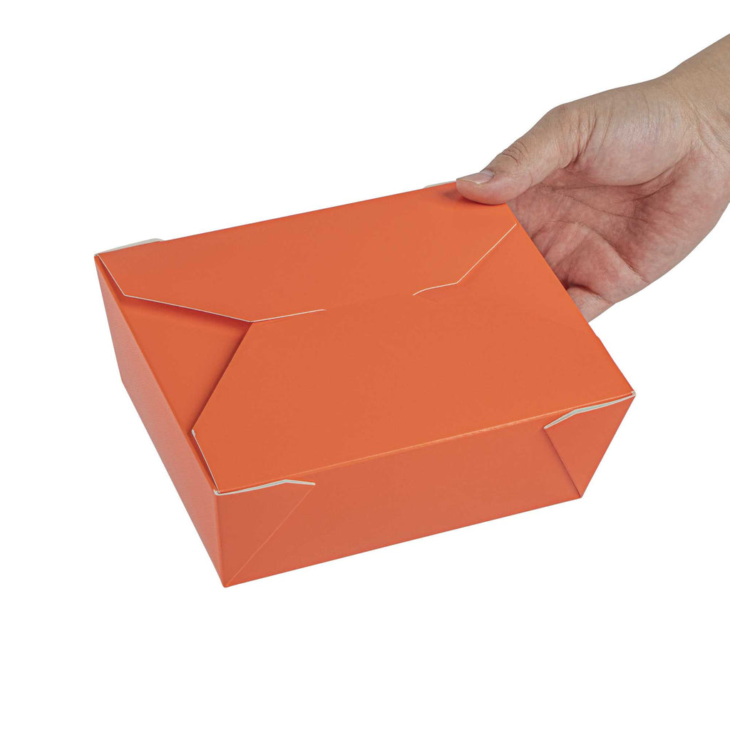 Bio Tek 45 oz Rectangle Tangerine Orange Paper #8 Bio Box Take Out Container - 6 3/4" x 5 1/2" x 2 1/2" - 200 count box