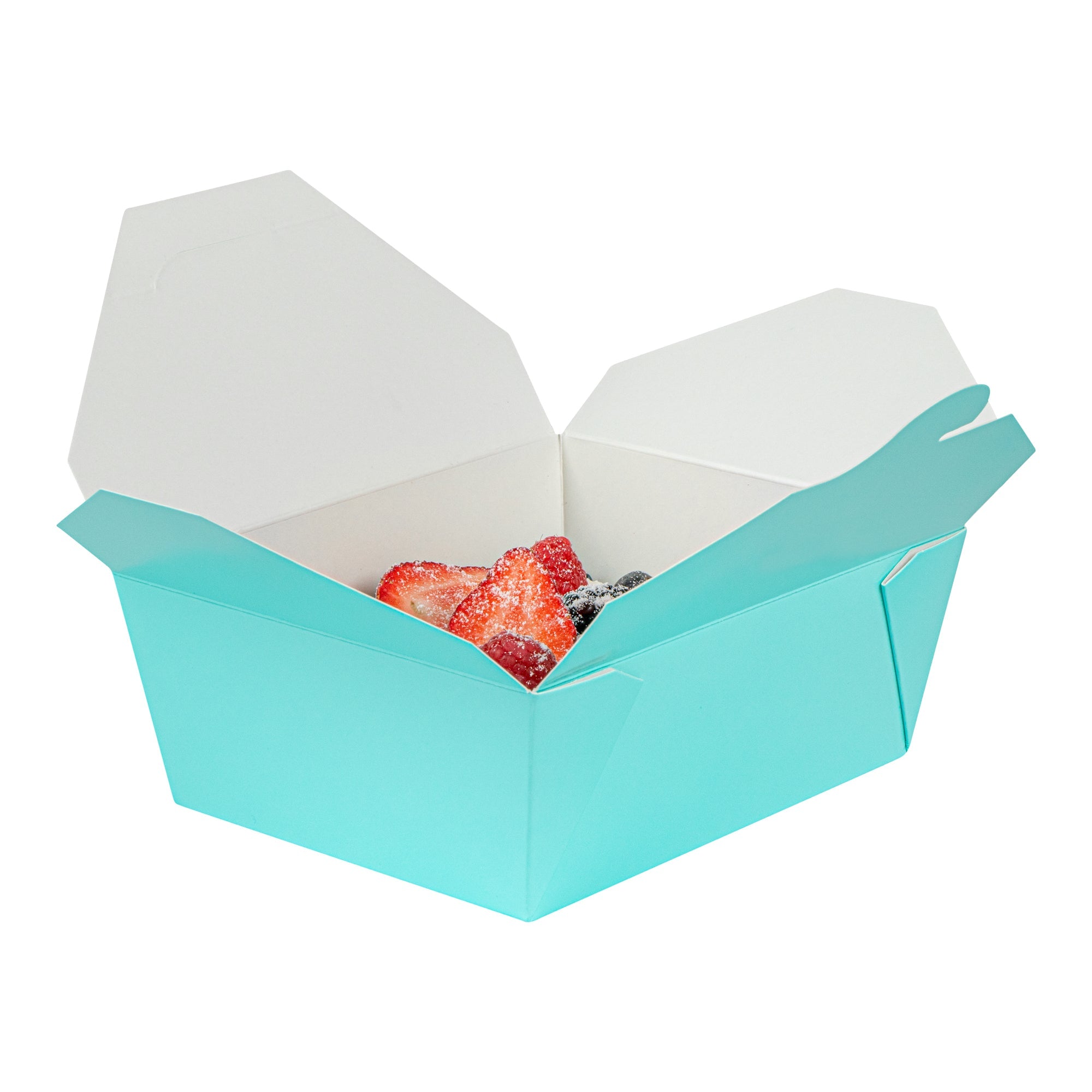Bio Tek 45 oz Rectangle Turquoise Paper #8 Bio Box Take Out Container - 6 3/4" x 5 1/2" x 2 1/2" - 50 count box