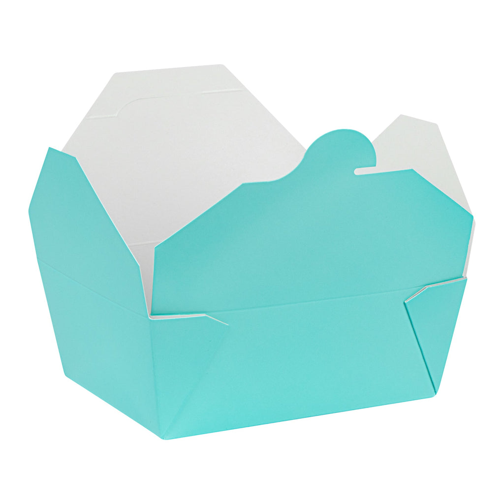Bio Tek 45 oz Rectangle Turquoise Paper #8 Bio Box Take Out Container - 6 3/4" x 5 1/2" x 2 1/2" - 50 count box