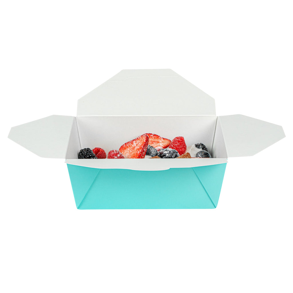 Bio Tek 45 oz Rectangle Turquoise Paper #8 Bio Box Take Out Container - 6 3/4" x 5 1/2" x 2 1/2" - 200 count box