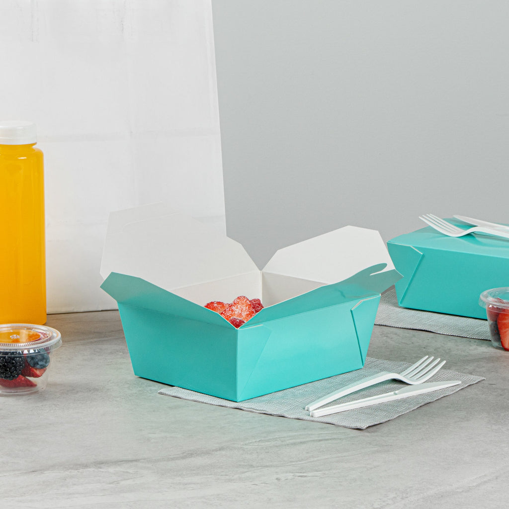 Bio Tek 45 oz Rectangle Turquoise Paper #8 Bio Box Take Out Container - 6 3/4" x 5 1/2" x 2 1/2" - 200 count box