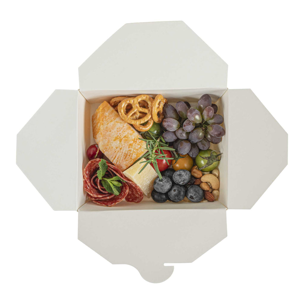 Bio Tek 45 oz Rectangle White Paper #8 Bio Box Take Out Container - 6 3/4" x 5 1/2" x 2 1/2" - 50 count box
