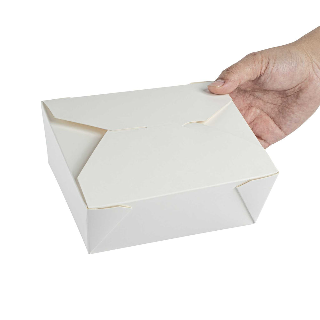 Bio Tek 45 oz Rectangle White Paper #8 Bio Box Take Out Container - 6 3/4" x 5 1/2" x 2 1/2" - 50 count box