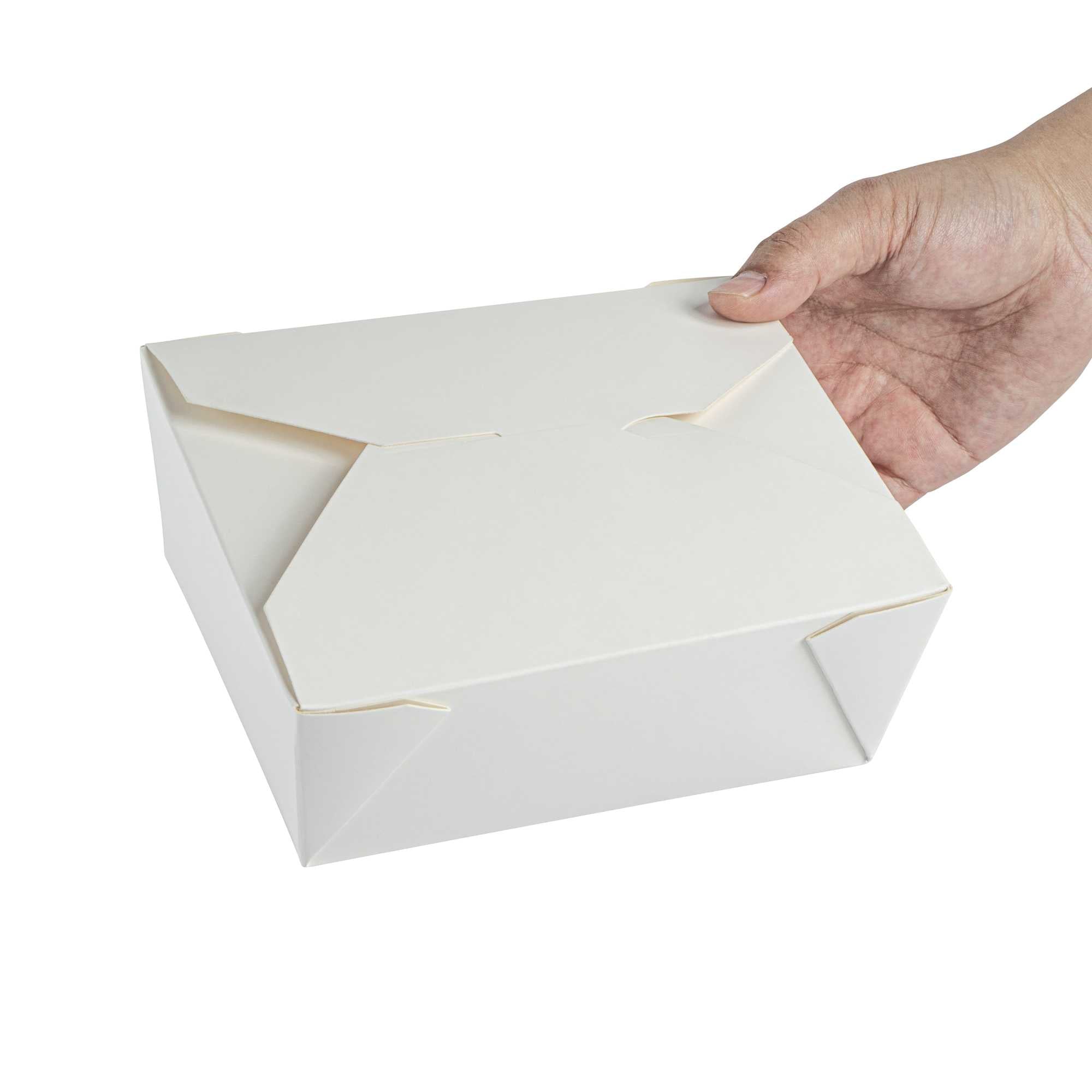 Bio Tek 45 oz Rectangle White Paper #8 Bio Box Take Out Container - 6 3/4" x 5 1/2" x 2 1/2" - 50 count box