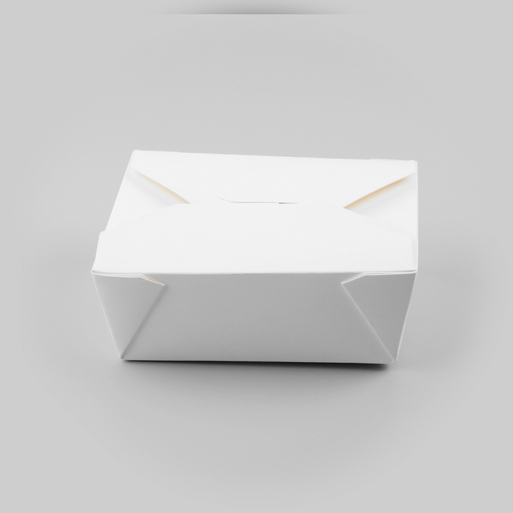 Bio Tek 45 oz Rectangle White Paper #8 Bio Box Take Out Container - 6 3/4" x 5 1/2" x 2 1/2" - 50 count box