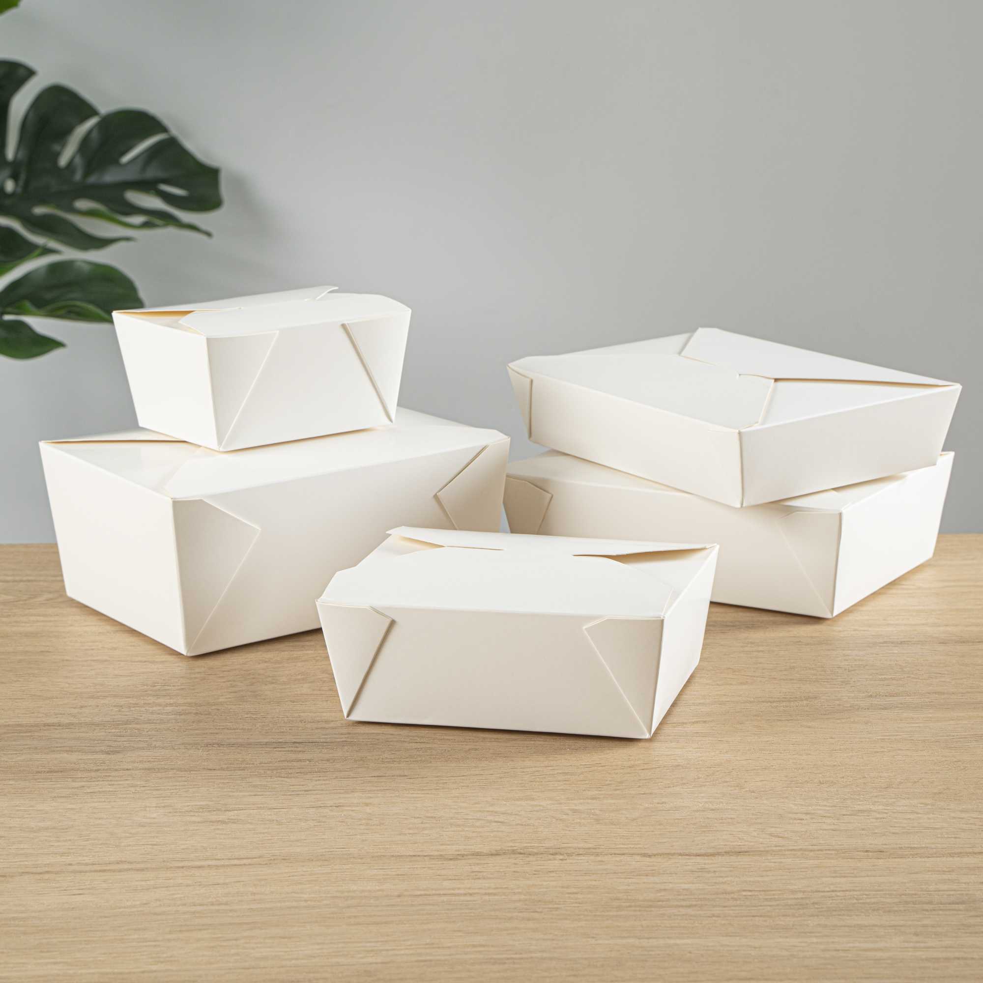 Bio Tek 45 oz Rectangle White Paper #8 Bio Box Take Out Container - 6 3/4" x 5 1/2" x 2 1/2" - 50 count box