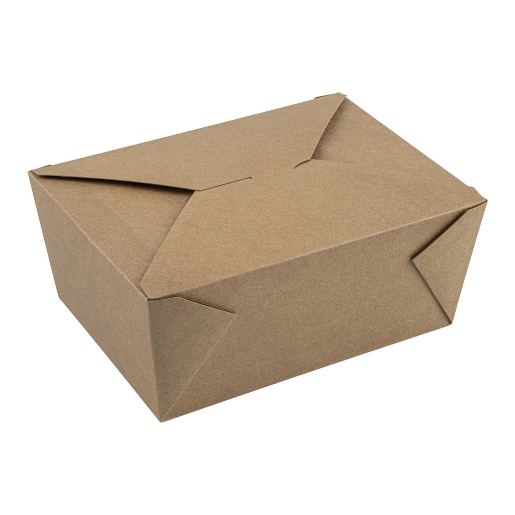 Bio Tek 98 oz Rectangle Kraft Paper #4 Bio Box Take Out Container - 8 1/2" x 6 1/4" x 3 1/2" - 50 count box