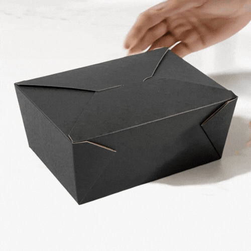Bio Tek 98 oz Rectangle Black Paper #4 Bio Box Take Out Container - 8 1/2" x 6 1/4" x 3 1/2" - 200 count box