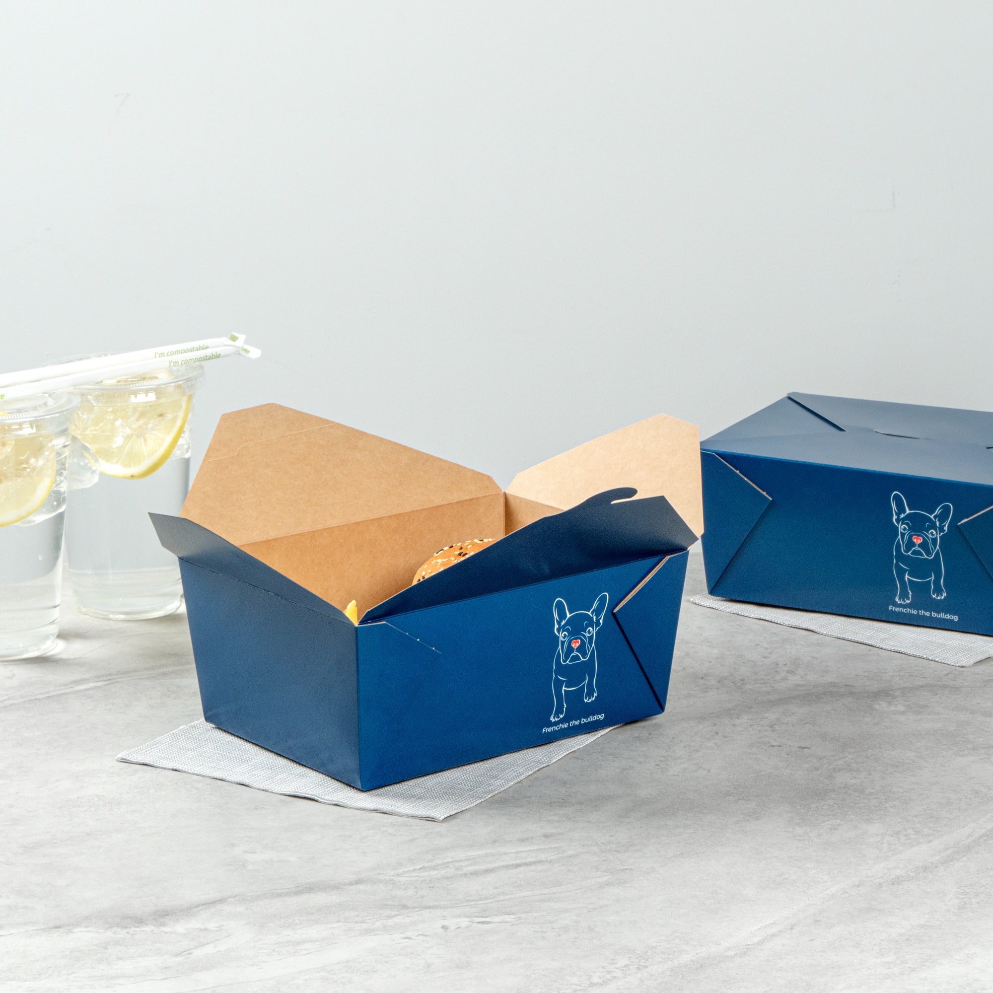 Bio Tek 98 oz Frenchie Paper #4 Bio Box Take Out Container - 8 1/2" x 6 1/4" x 3 1/2" - 50 count box