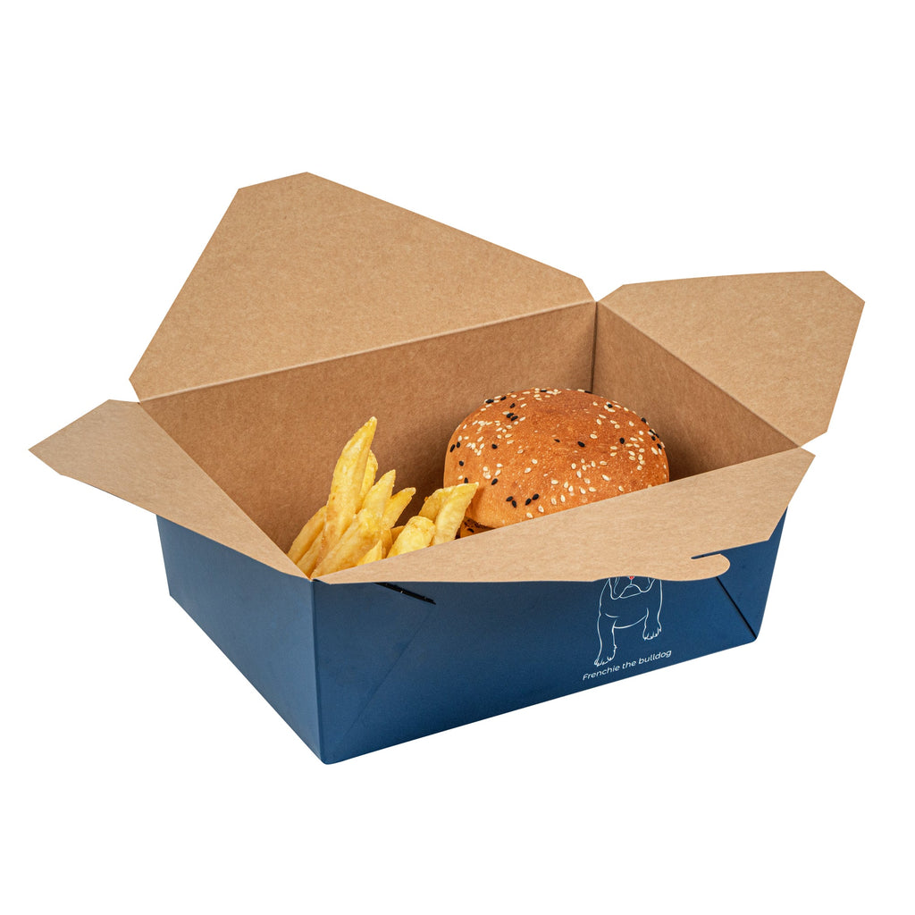 Bio Tek 98 oz Frenchie Paper #4 Bio Box Take Out Container - 8 1/2" x 6 1/4" x 3 1/2" - 200 count box