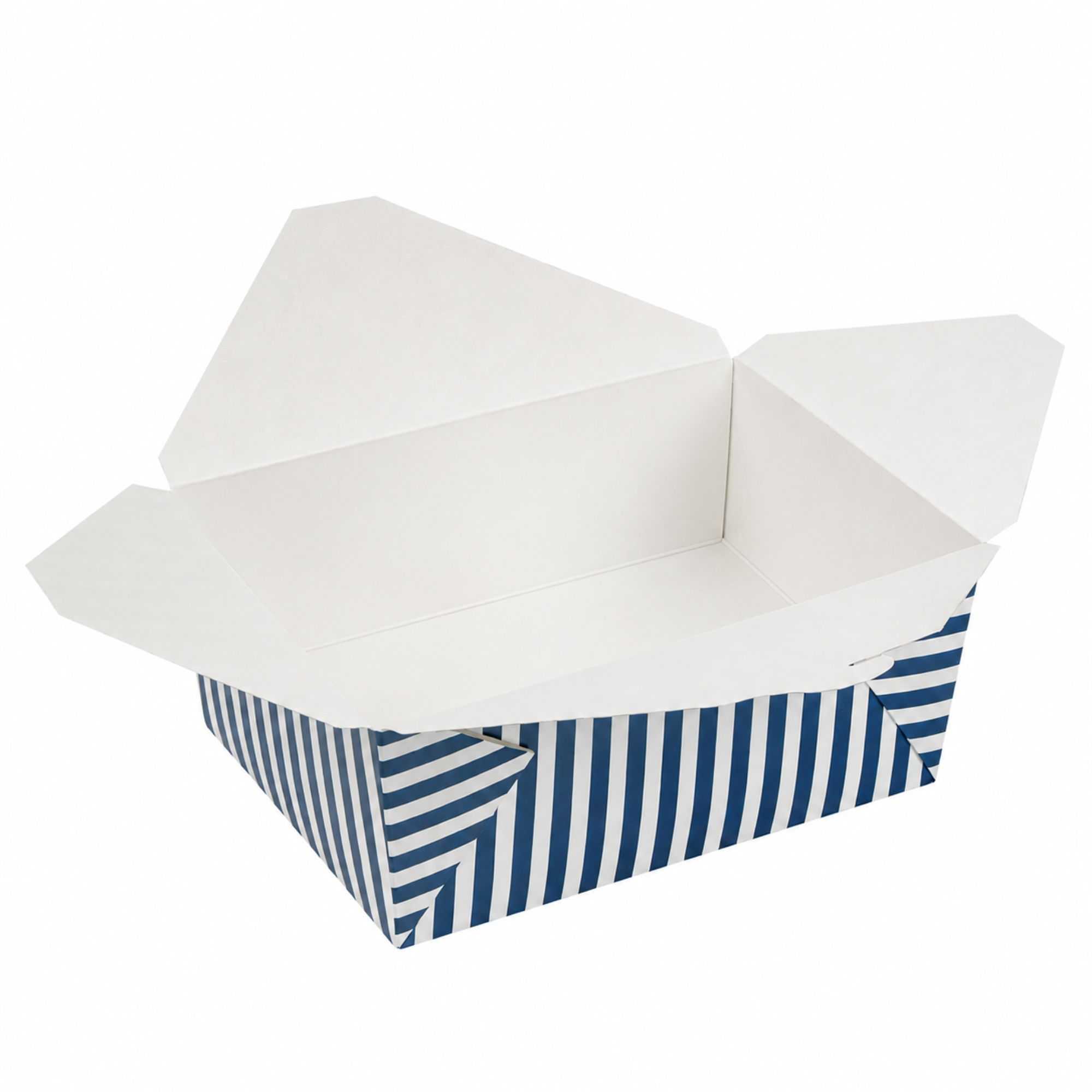 Bio Tek 98 oz Blue and White Stripe Paper #4 Bio Box Take Out Container - 8 1/2" x 6 1/4" x 3 1/2" - 200 count box