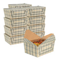 Bio Tek 98 oz Plaid Paper #4 Bio Box Take Out Container - 8 1/2" x 6 1/4" x 3 1/2" - 50 count box