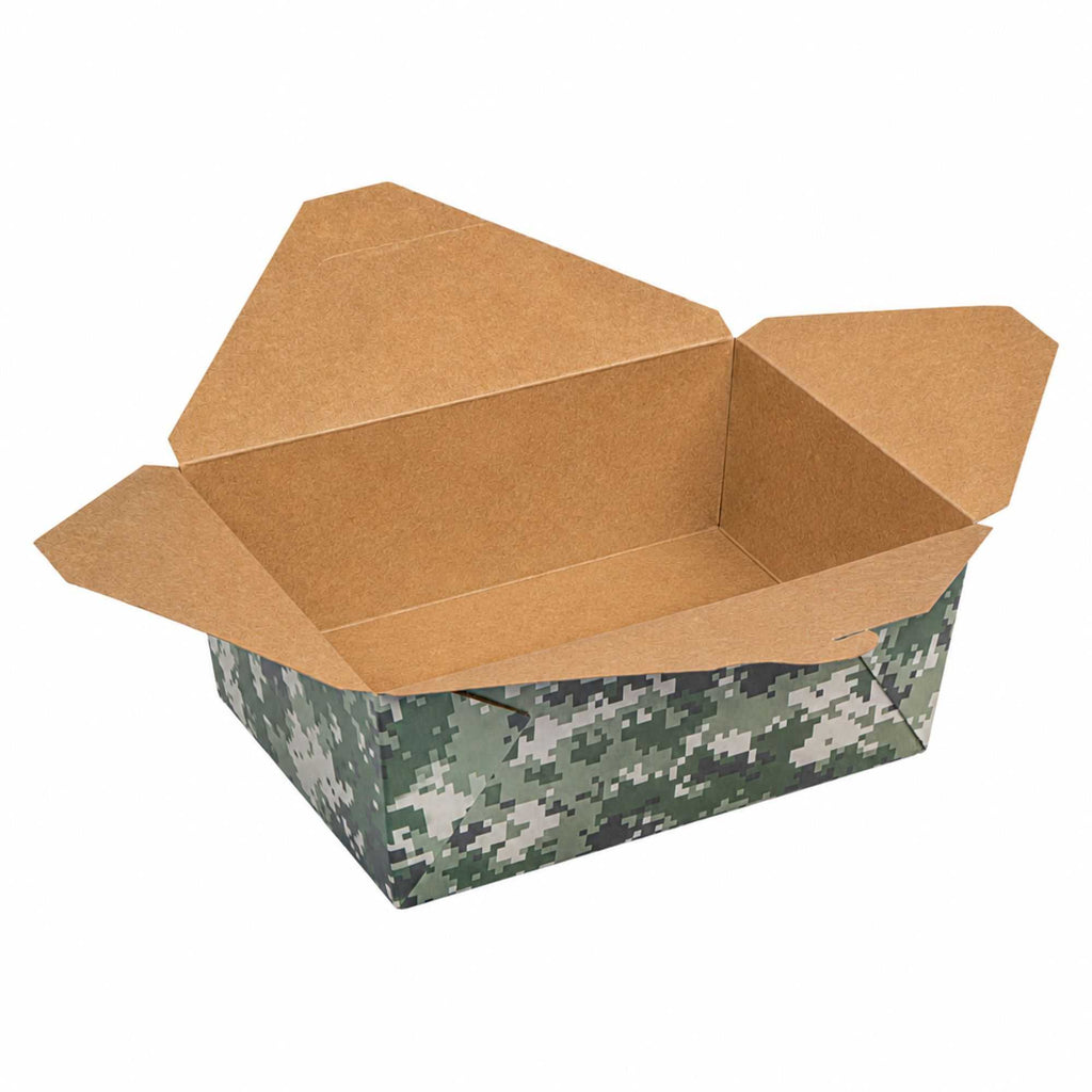 Bio Tek 98 oz Camouflage Paper #4 Bio Box Take Out Container - 8 1/2" x 6 1/4" x 3 1/2" - 200 count box
