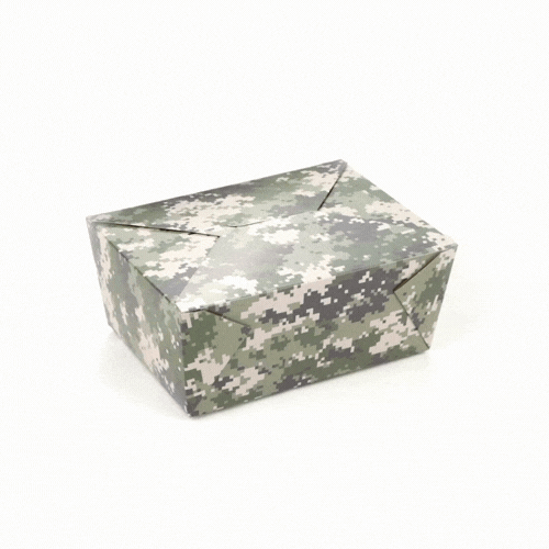 Bio Tek 98 oz Camouflage Paper #4 Bio Box Take Out Container - 8 1/2" x 6 1/4" x 3 1/2" - 200 count box