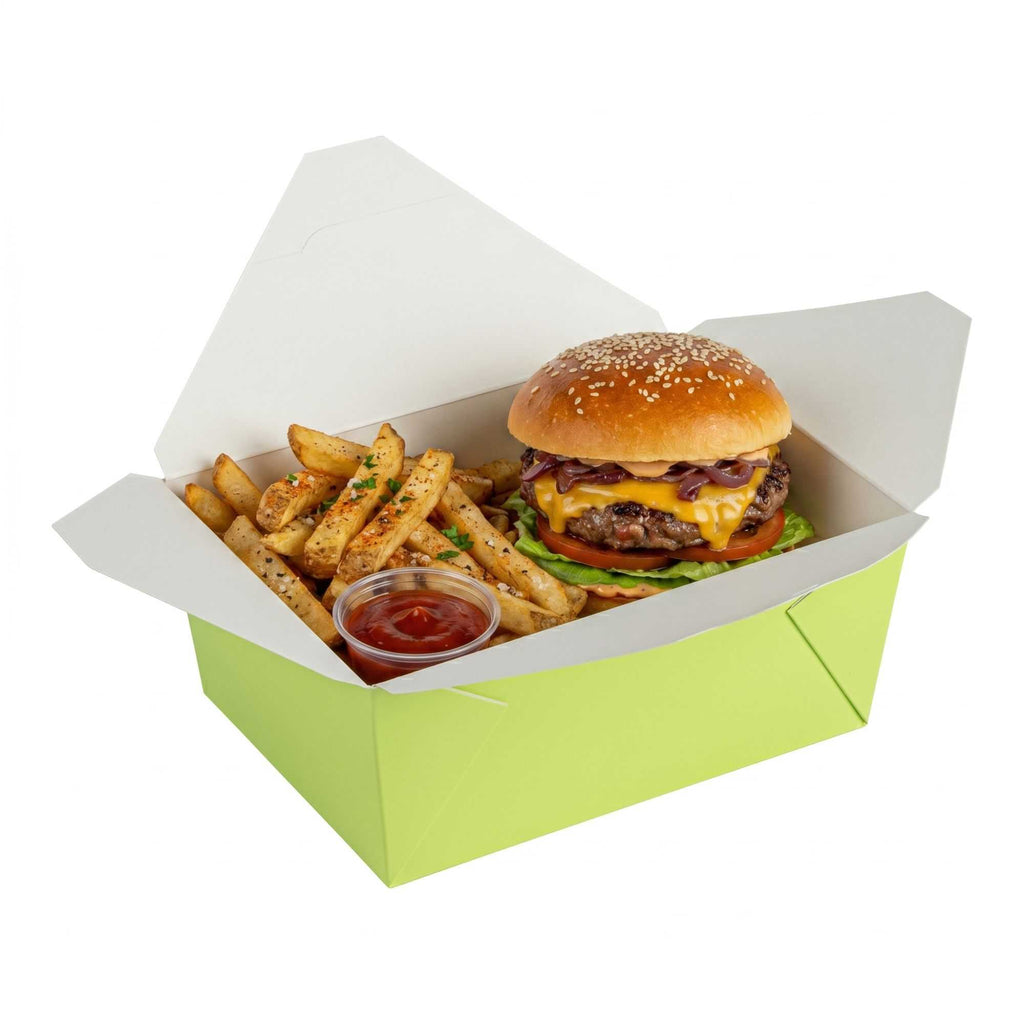 Bio Tek 98 oz Rectangle Eco Green Paper #4 Bio Box Take Out Container - 8 1/2" x 6 1/4" x 3 1/2" - 200 count box