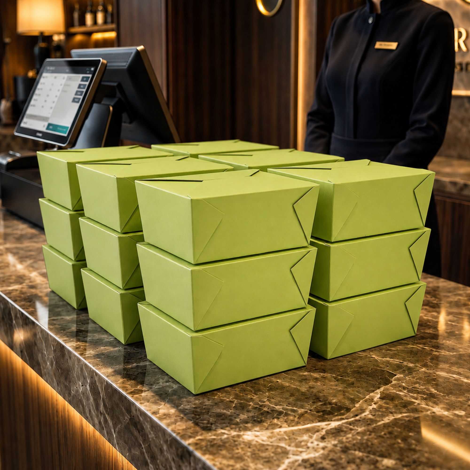 Bio Tek 98 oz Rectangle Eco Green Paper #4 Bio Box Take Out Container - 8 1/2" x 6 1/4" x 3 1/2" - 50 count box