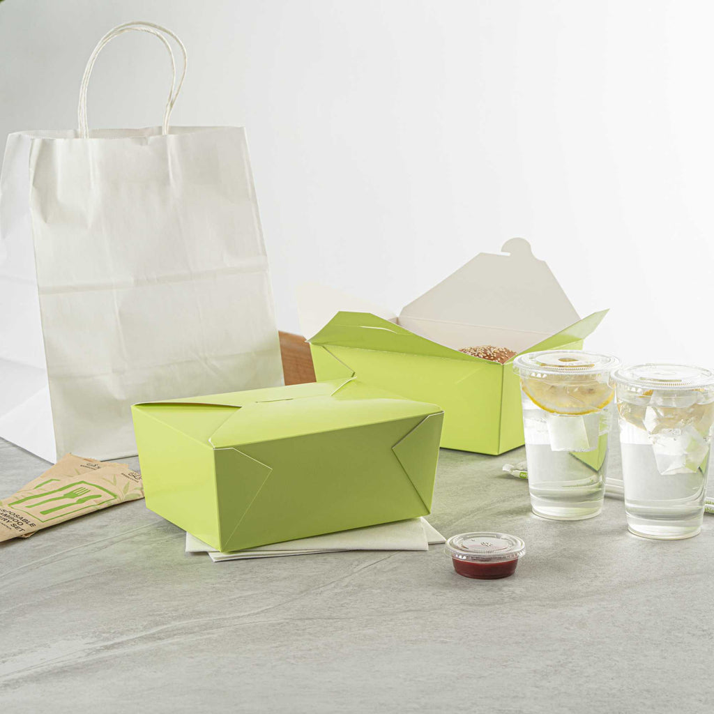 Bio Tek 98 oz Rectangle Eco Green Paper #4 Bio Box Take Out Container - 8 1/2" x 6 1/4" x 3 1/2" - 50 count box