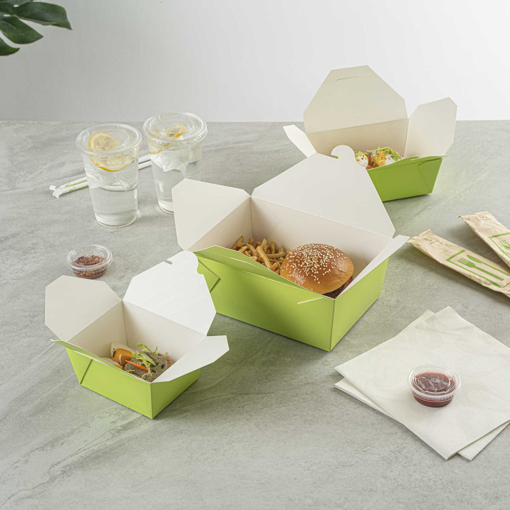 Bio Tek 98 oz Rectangle Eco Green Paper #4 Bio Box Take Out Container - 8 1/2" x 6 1/4" x 3 1/2" - 50 count box