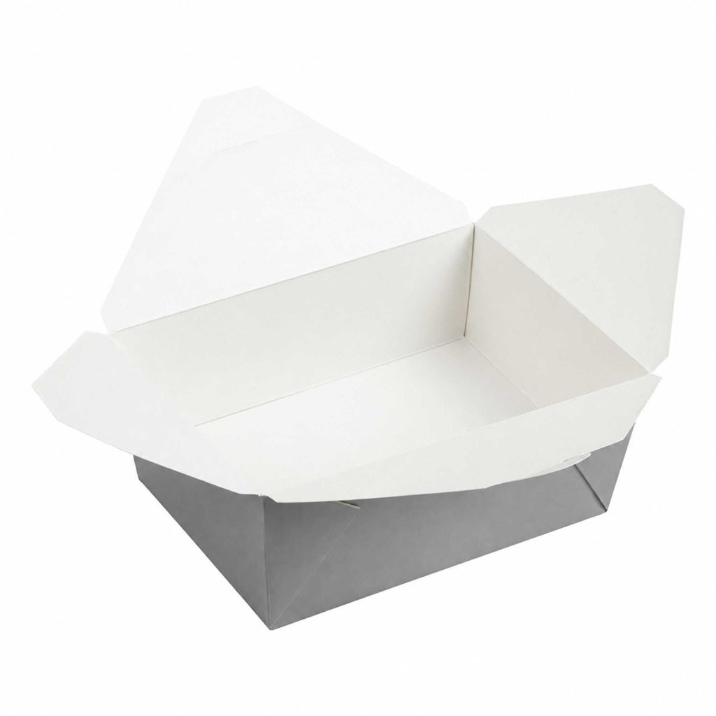 Bio Tek 98 oz Rectangle Gray Paper #4 Bio Box Take Out Container - 8 1/2" x 6 1/4" x 3 1/2" - 200 count box