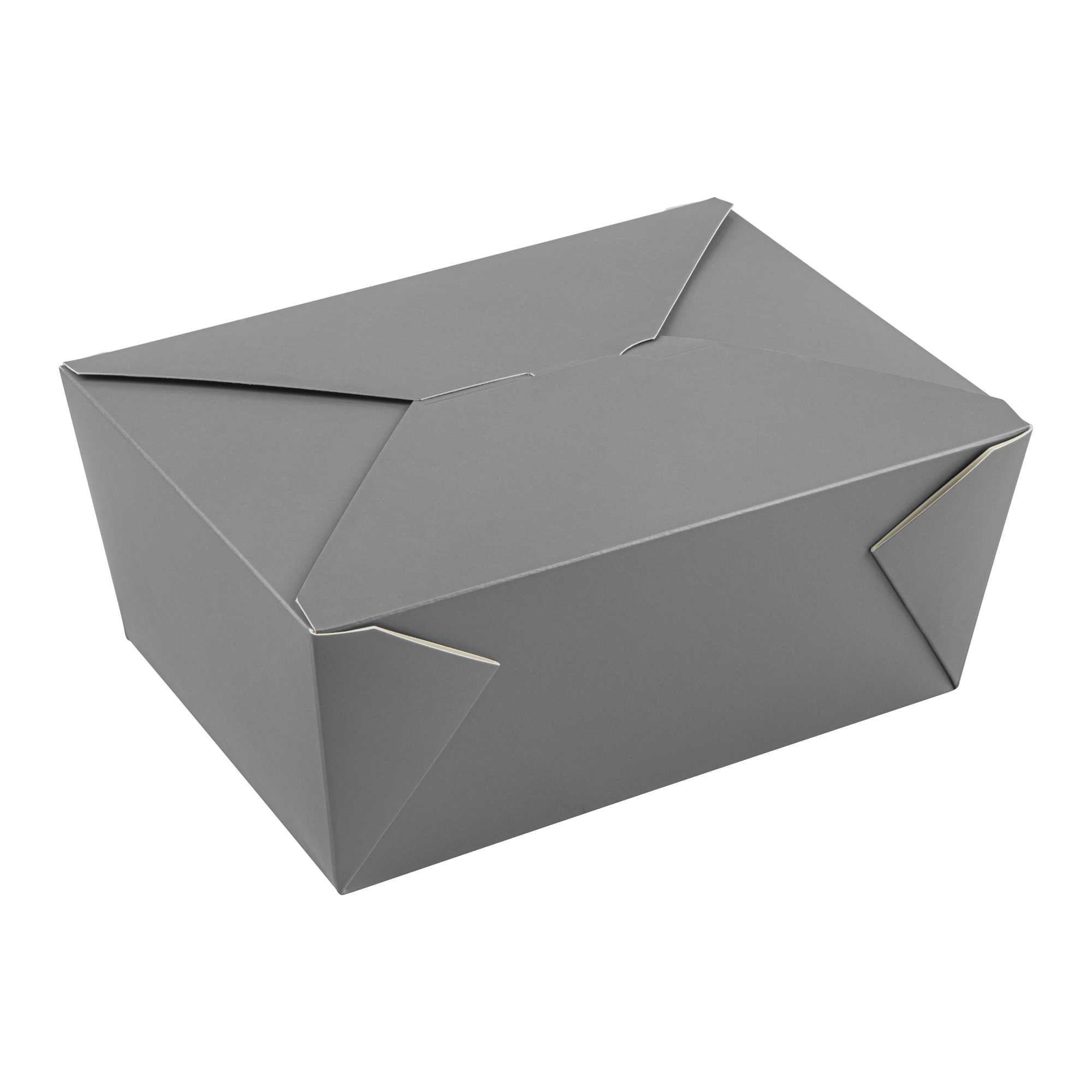 Bio Tek 98 oz Rectangle Gray Paper #4 Bio Box Take Out Container - 8 1/2" x 6 1/4" x 3 1/2" - 50 count box