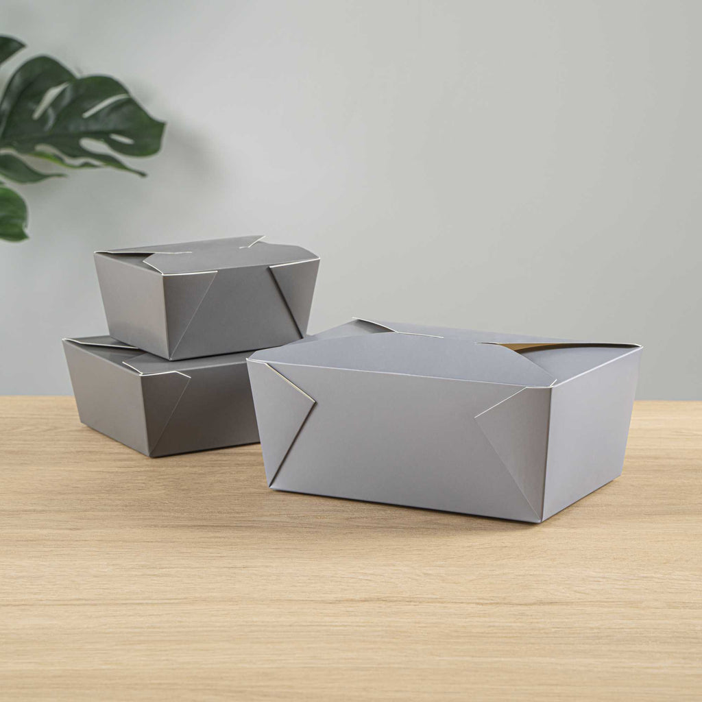 Bio Tek 98 oz Rectangle Gray Paper #4 Bio Box Take Out Container - 8 1/2" x 6 1/4" x 3 1/2" - 50 count box