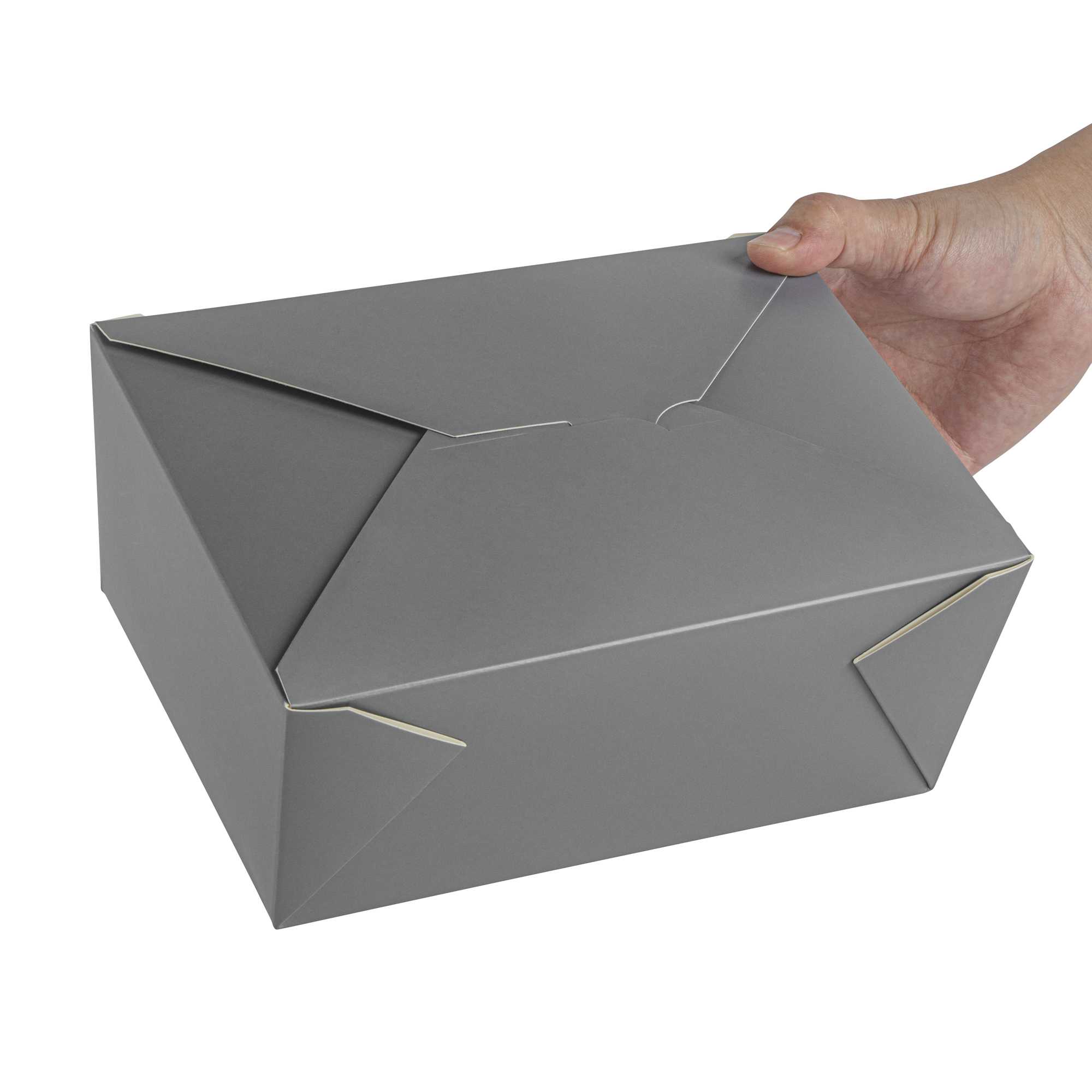 Bio Tek 98 oz Rectangle Gray Paper #4 Bio Box Take Out Container - 8 1/2" x 6 1/4" x 3 1/2" - 200 count box