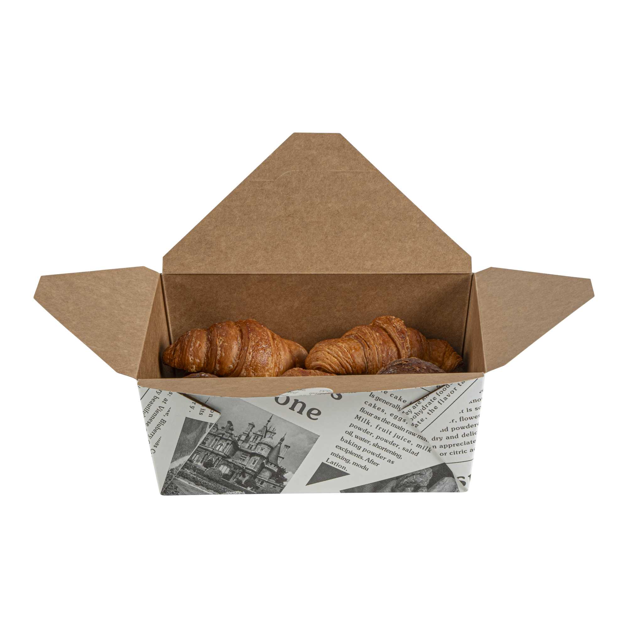 Bio Tek 98 oz Rectangle Newsprint Paper #4 Bio Box Take Out Container - 8 1/2" x 6 1/4" x 3 1/2" - 200 count box