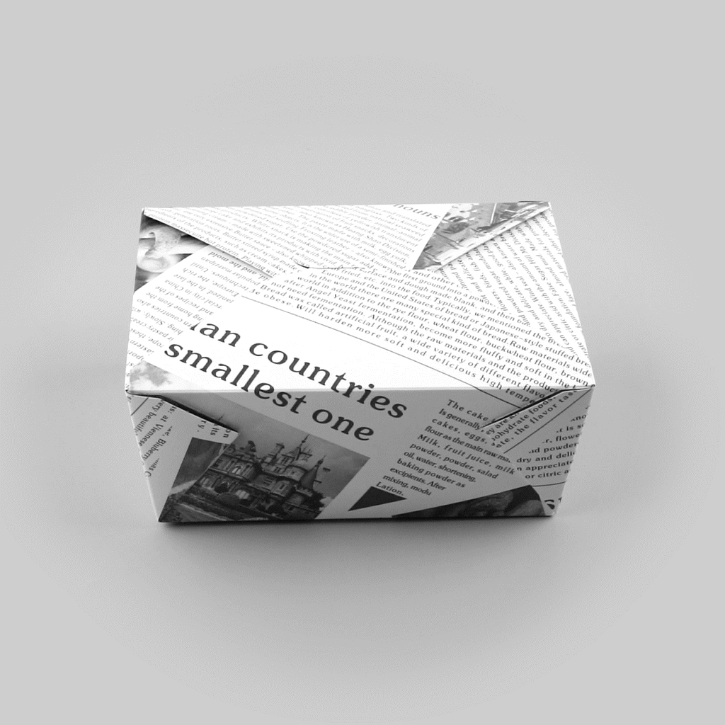 Bio Tek 98 oz Rectangle Newsprint Paper #4 Bio Box Take Out Container - 8 1/2" x 6 1/4" x 3 1/2" - 200 count box