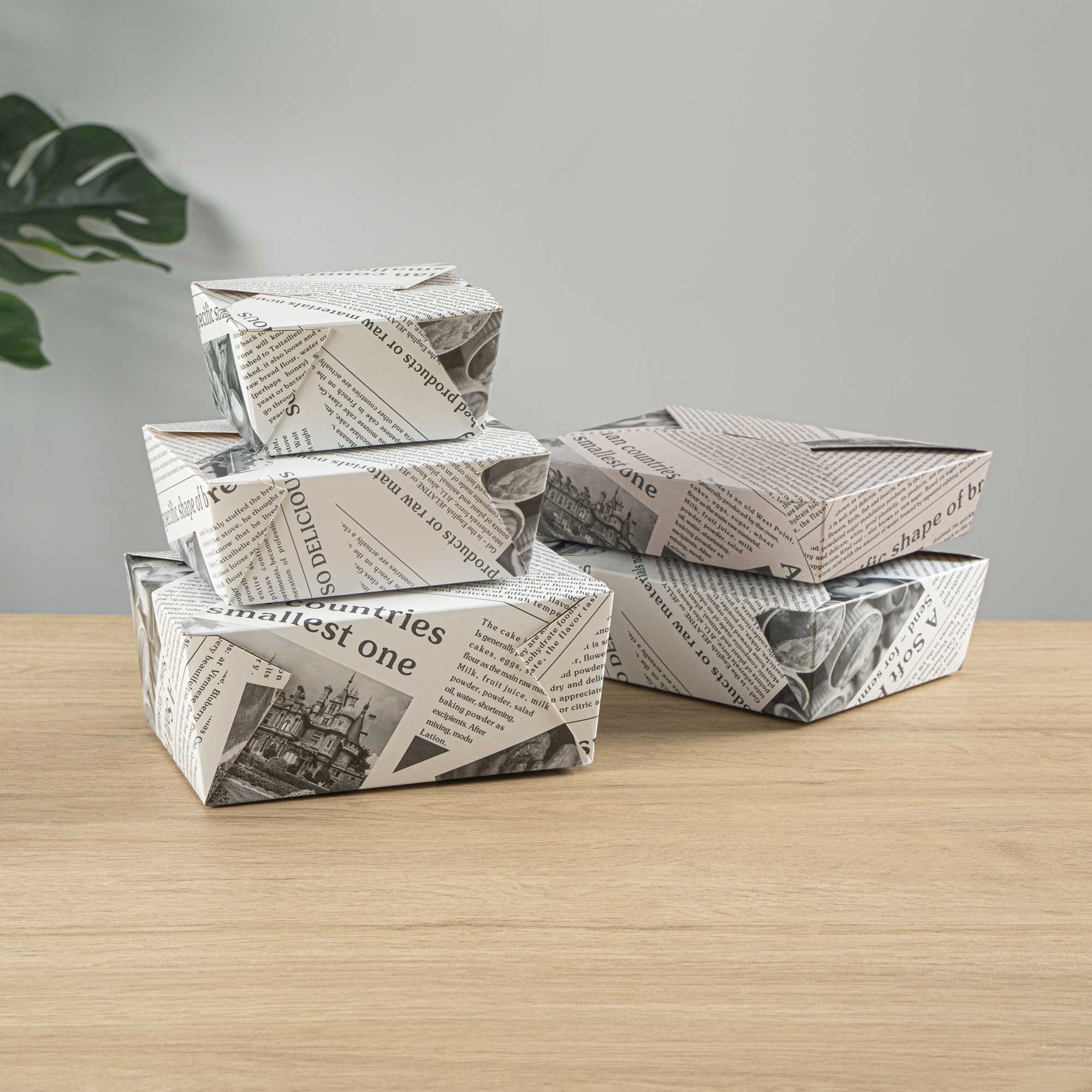 Bio Tek 98 oz Rectangle Newsprint Paper #4 Bio Box Take Out Container - 8 1/2" x 6 1/4" x 3 1/2" - 200 count box