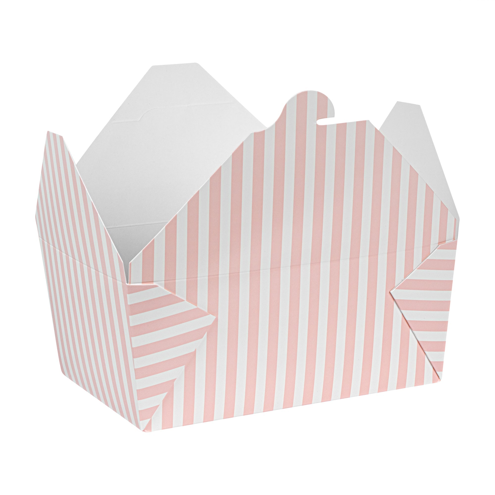 Bio Tek 98 oz Pink and White Stripe Paper #4 Bio Box Take Out Container - 8 1/2" x 6 1/4" x 3 1/2" - 50 count box