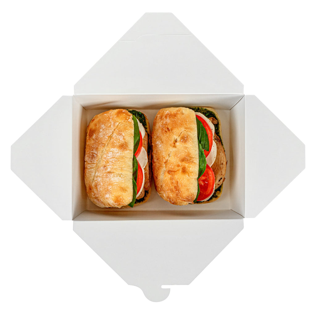 Bio Tek 98 oz Pink and White Stripe Paper #4 Bio Box Take Out Container - 8 1/2" x 6 1/4" x 3 1/2" - 200 count box