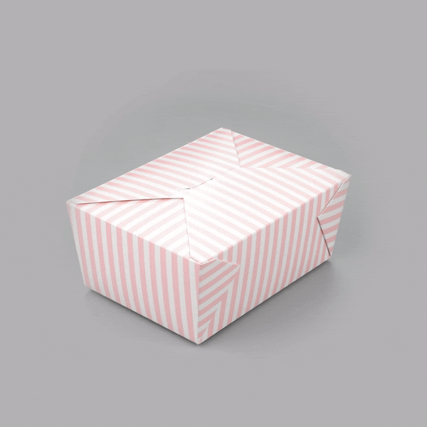 Bio Tek 98 oz Pink and White Stripe Paper #4 Bio Box Take Out Container - 8 1/2" x 6 1/4" x 3 1/2" - 200 count box