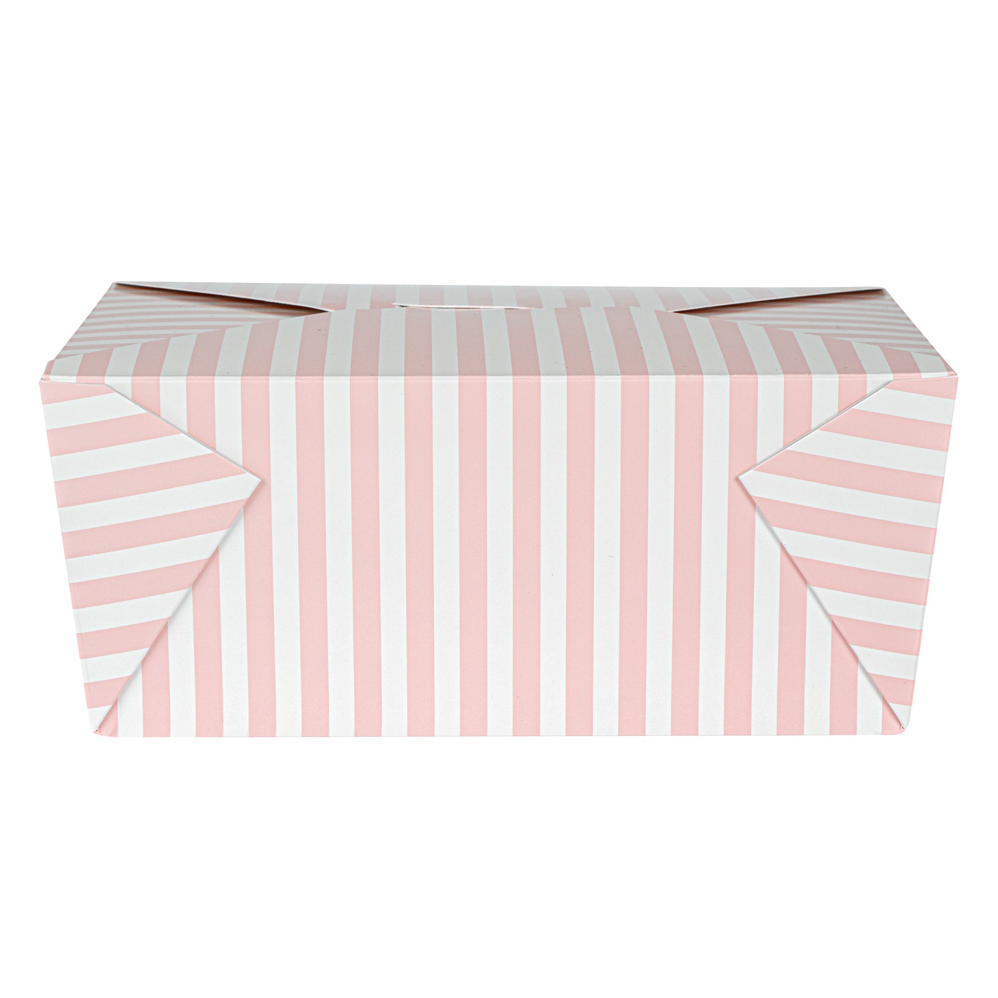 Bio Tek 98 oz Pink and White Stripe Paper #4 Bio Box Take Out Container - 8 1/2" x 6 1/4" x 3 1/2" - 200 count box