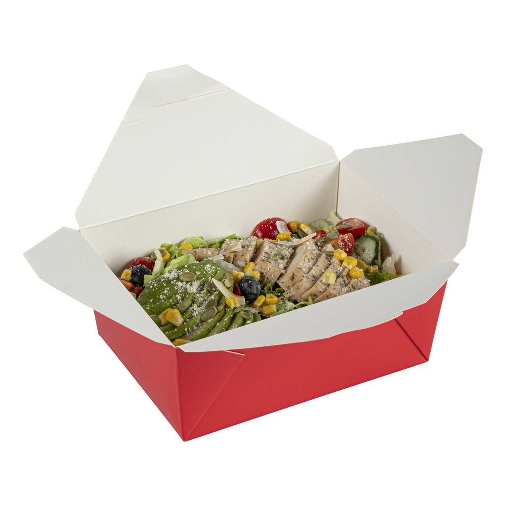 Bio Tek 98 oz Rectangle Red Paper #4 Bio Box Take Out Container - 8 1/2" x 6 1/4" x 3 1/2" - 200 count box