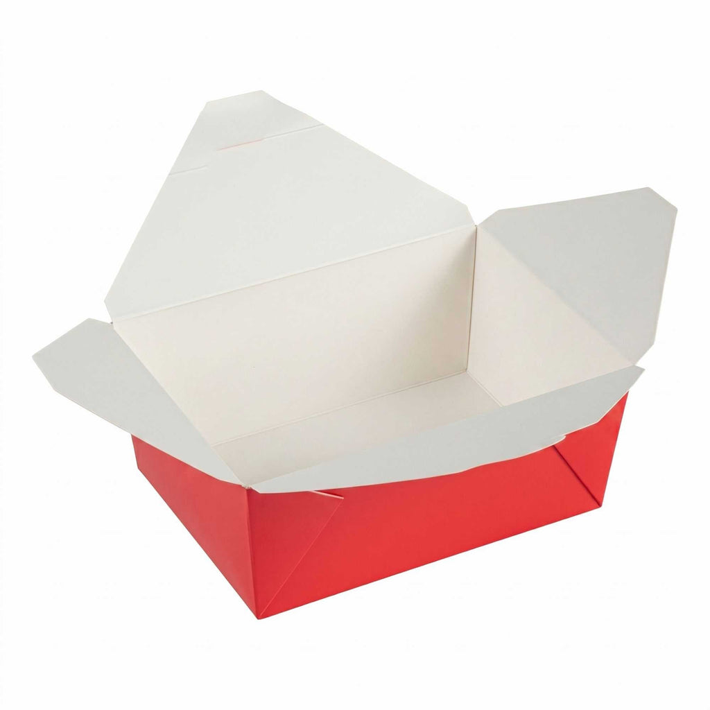Bio Tek 98 oz Rectangle Red Paper #4 Bio Box Take Out Container - 8 1/2" x 6 1/4" x 3 1/2" - 50 count box