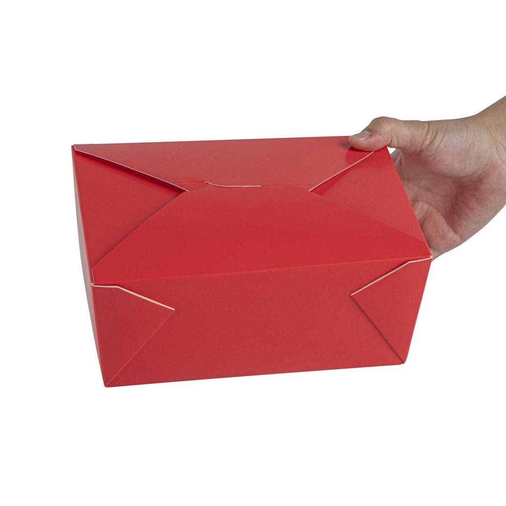 Bio Tek 98 oz Rectangle Red Paper #4 Bio Box Take Out Container - 8 1/2" x 6 1/4" x 3 1/2" - 200 count box