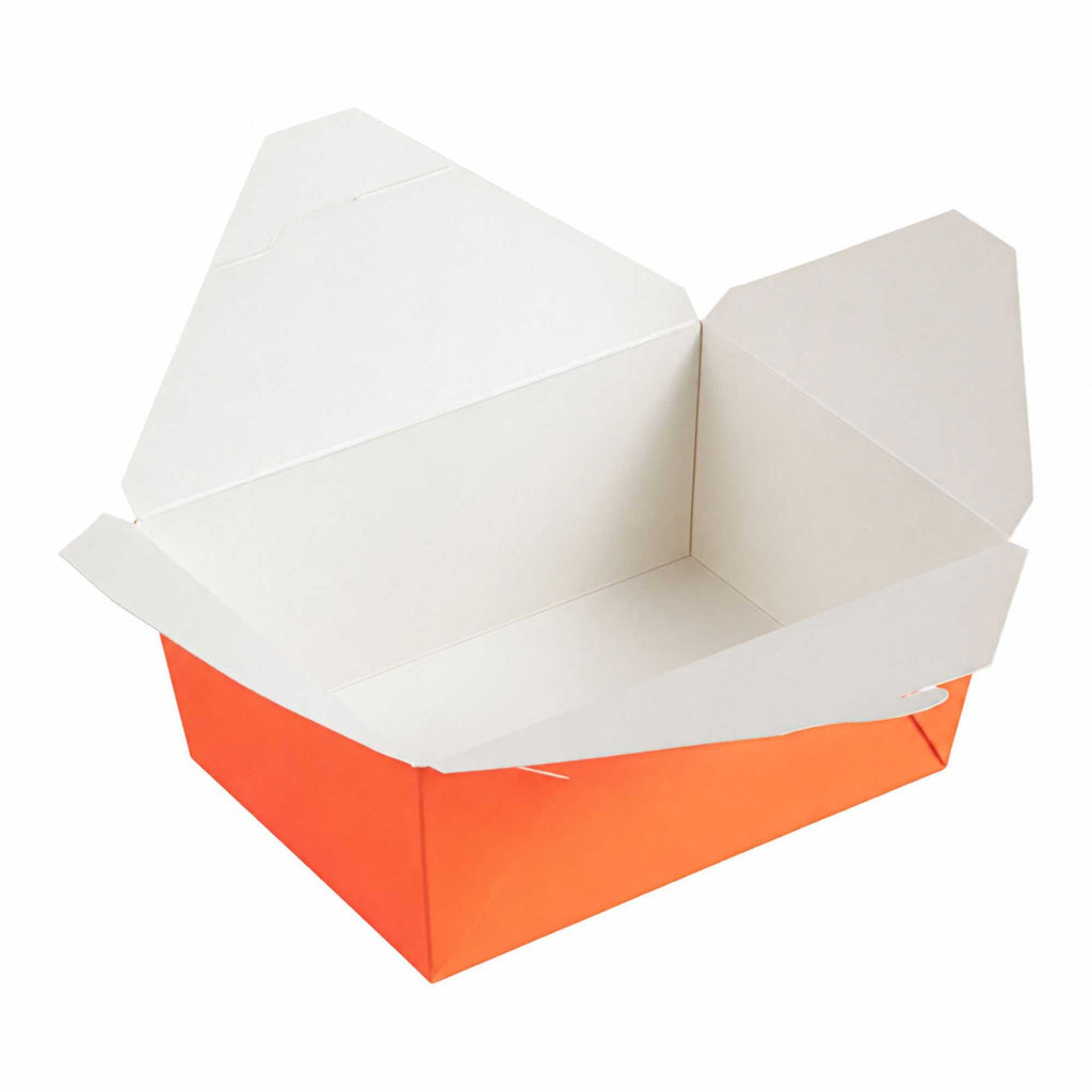 Bio Tek 98 oz Rectangle Tangerine Orange Paper #4 Bio Box Take Out Container - 8 1/2" x 6 1/4" x 3 1/2" - 200 count box