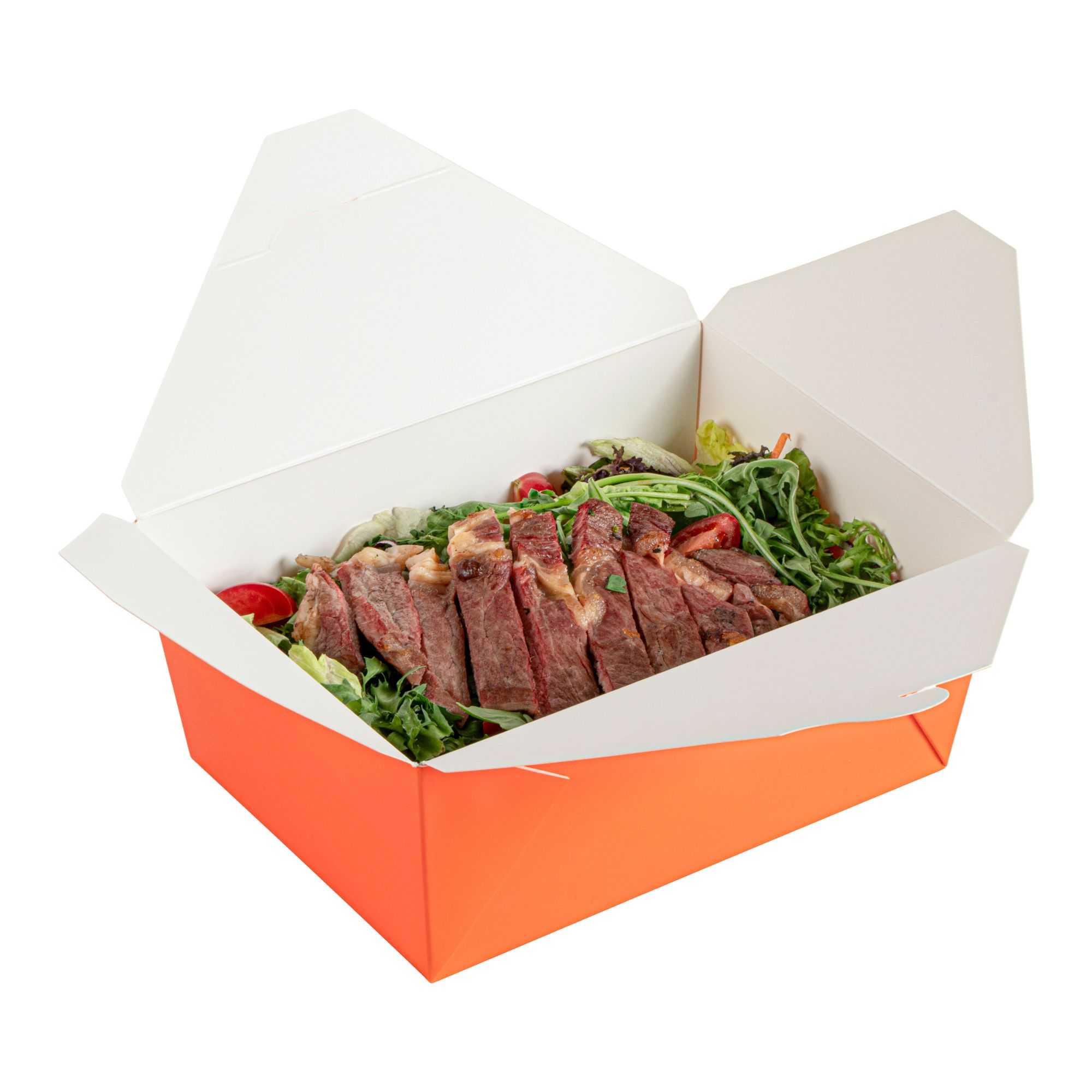 Bio Tek 98 oz Rectangle Tangerine Orange Paper #4 Bio Box Take Out Container - 8 1/2" x 6 1/4" x 3 1/2" - 200 count box