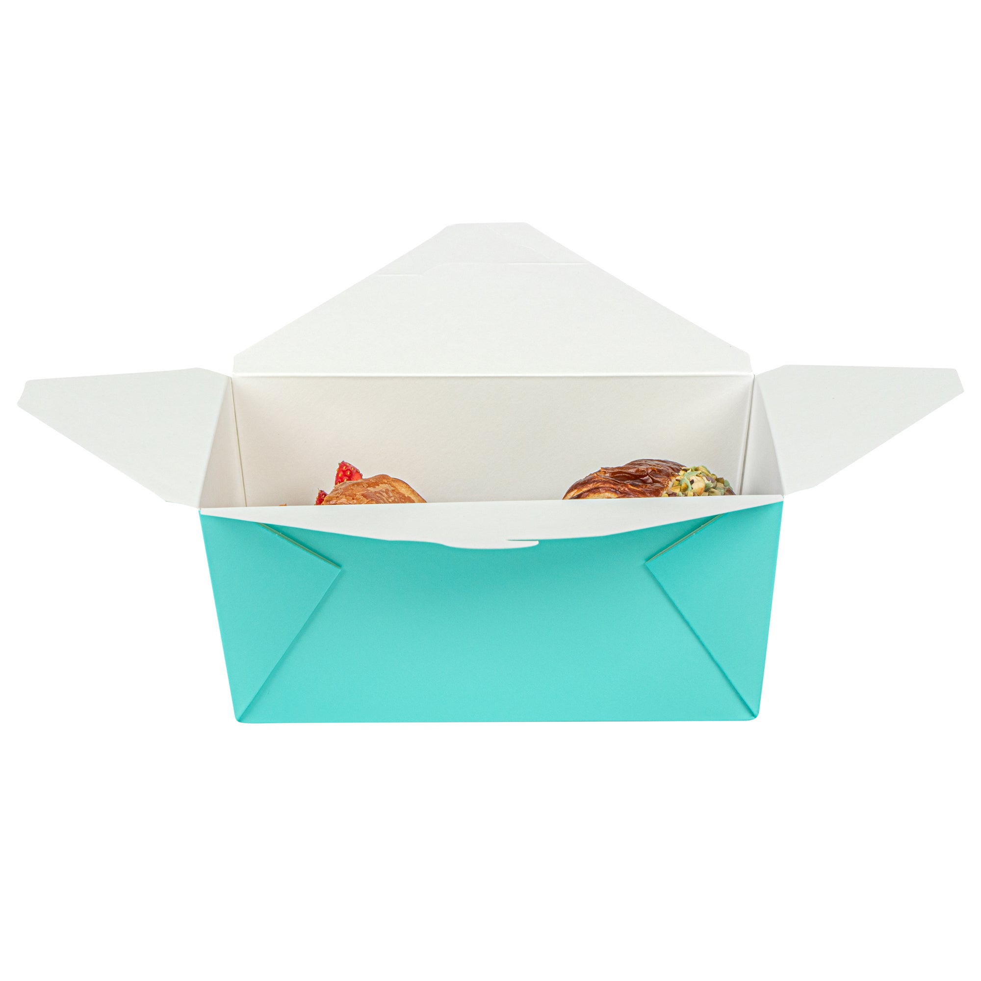 Bio Tek 98 oz Rectangle Turquoise Paper #4 Bio Box Take Out Container - 8 1/2" x 6 1/4" x 3 1/2" - 50 count box