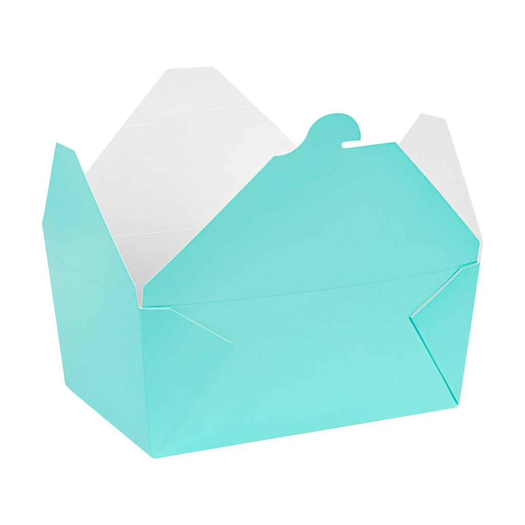 Bio Tek 98 oz Rectangle Turquoise Paper #4 Bio Box Take Out Container - 8 1/2" x 6 1/4" x 3 1/2" - 50 count box
