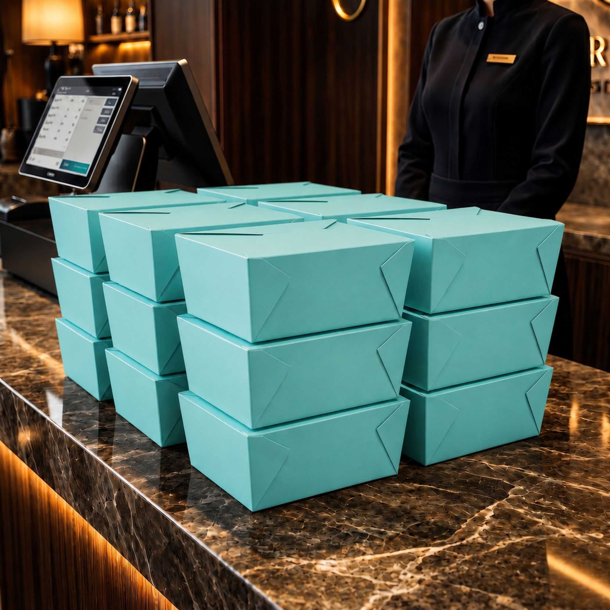 Bio Tek 98 oz Rectangle Turquoise Paper #4 Bio Box Take Out Container - 8 1/2" x 6 1/4" x 3 1/2" - 200 count box
