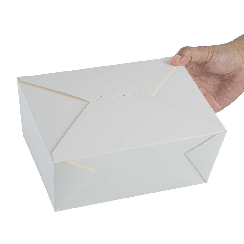 Bio Tek 98 oz Rectangle White Paper #4 Bio Box Take Out Container - 8 1/2" x 6 1/4" x 3 1/2" - 200 count box