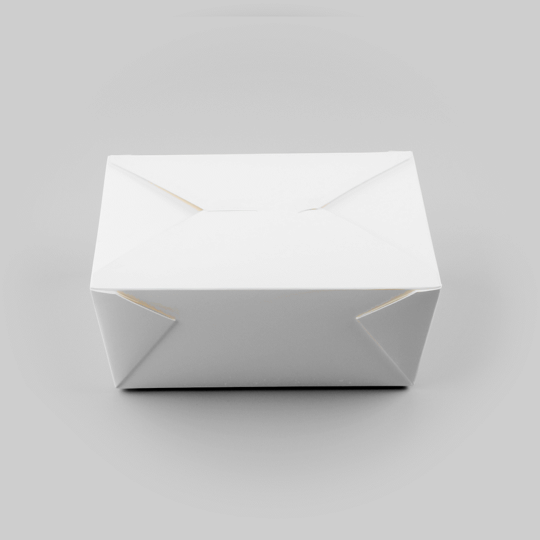 Bio Tek 98 oz Rectangle White Paper #4 Bio Box Take Out Container - 8 1/2" x 6 1/4" x 3 1/2" - 200 count box