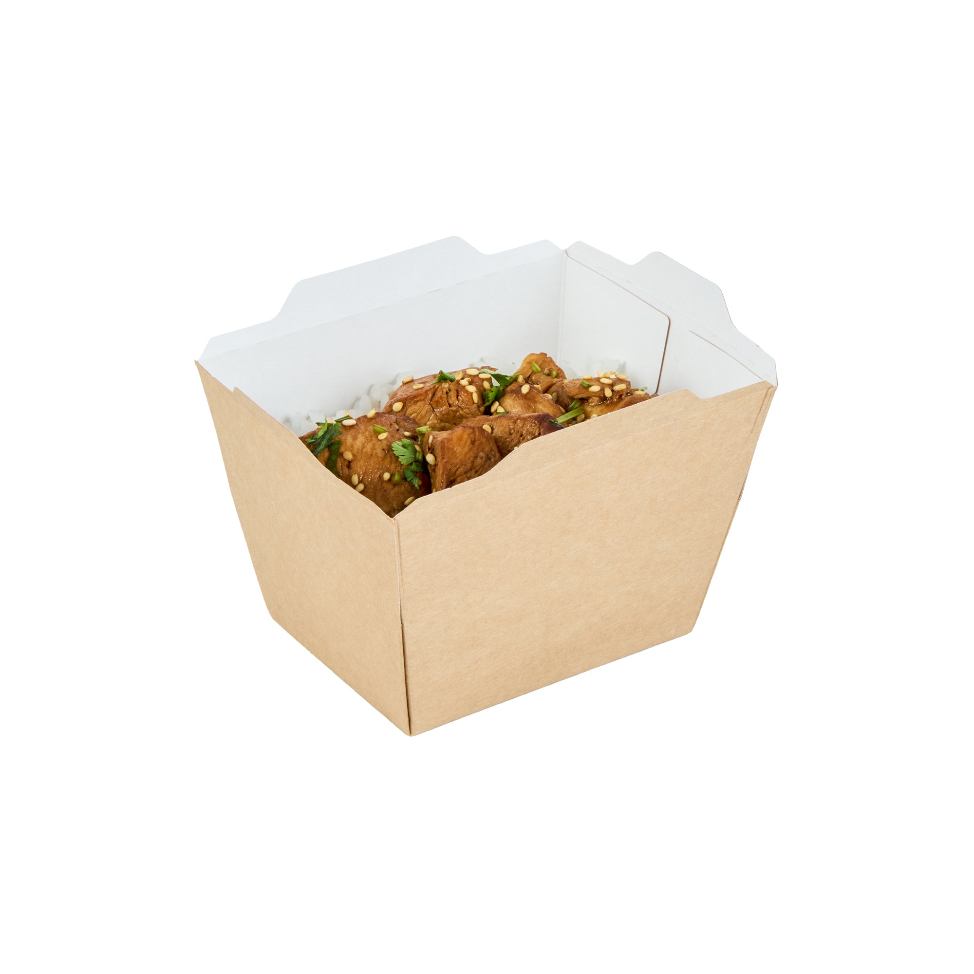 Cafe Vision 17 oz Rectangle Kraft Paper Small Click Lock Container - 4 1/4" x 3 1/4" x 2 3/4" - 50 count box