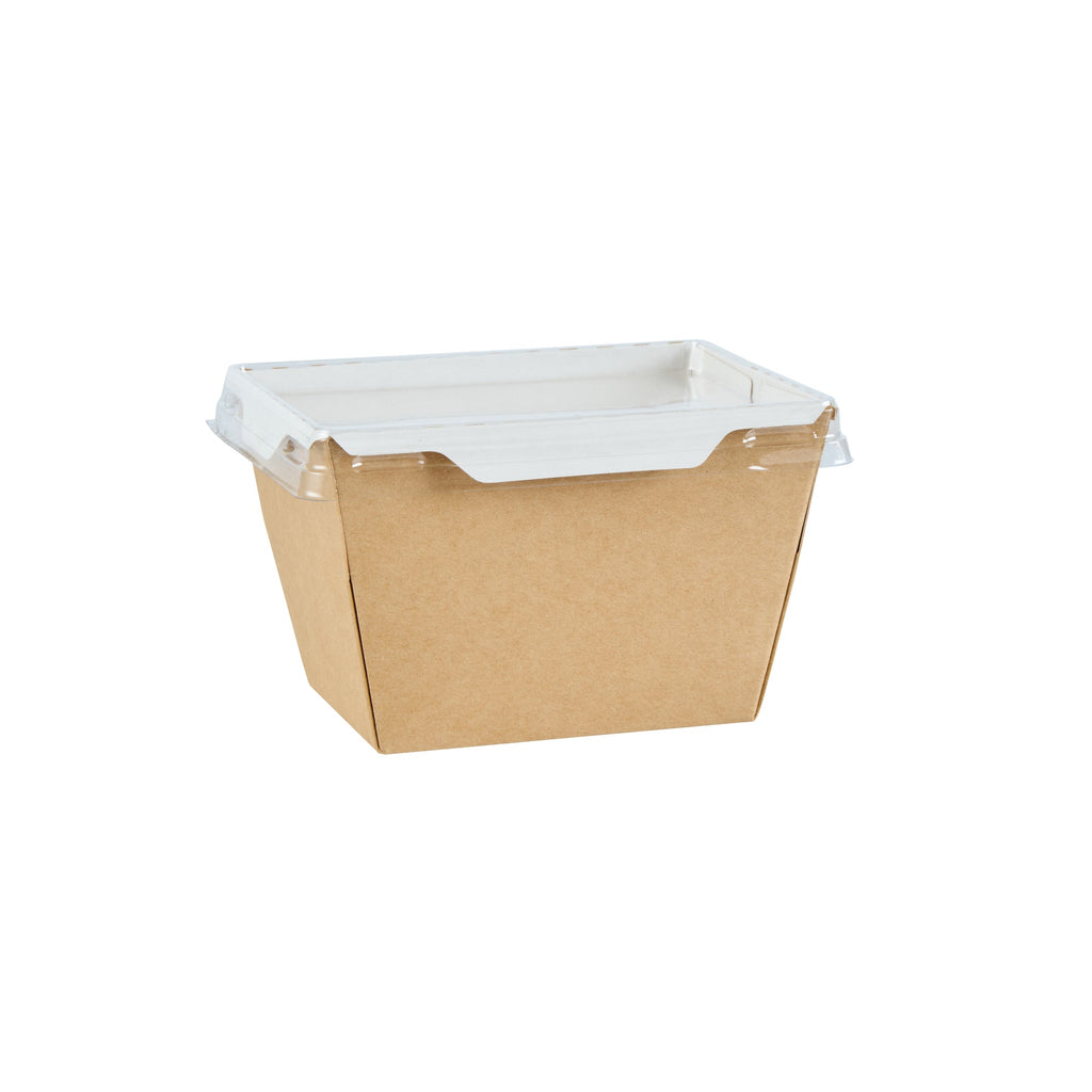 Cafe Vision 17 oz Rectangle Kraft Paper Small Click Lock Container - 4 1/4" x 3 1/4" x 2 3/4" - 50 count box