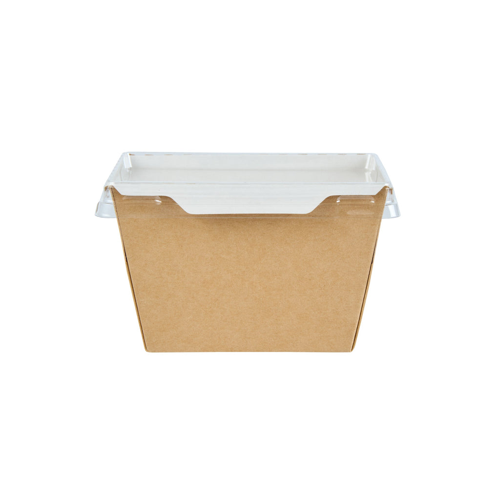 Cafe Vision 17 oz Rectangle Kraft Paper Small Click Lock Container - 4 1/4" x 3 1/4" x 2 3/4" - 50 count box